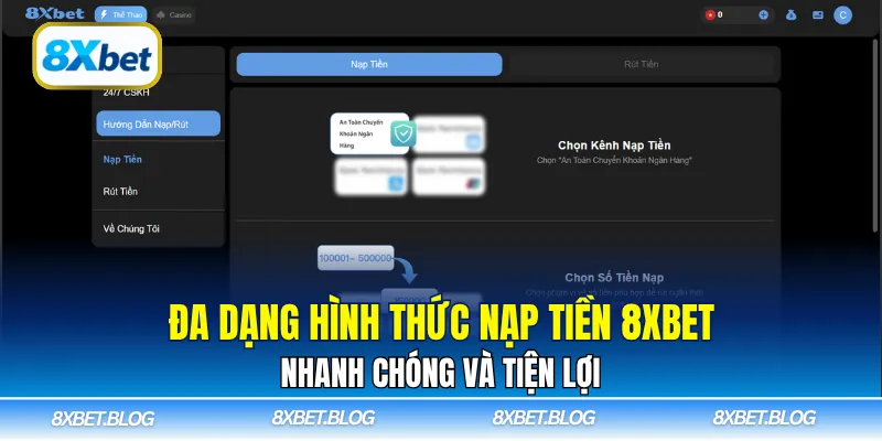 Đa dạng hình thức nạp tiền 8xbet nhanh chóng và tiện lợi